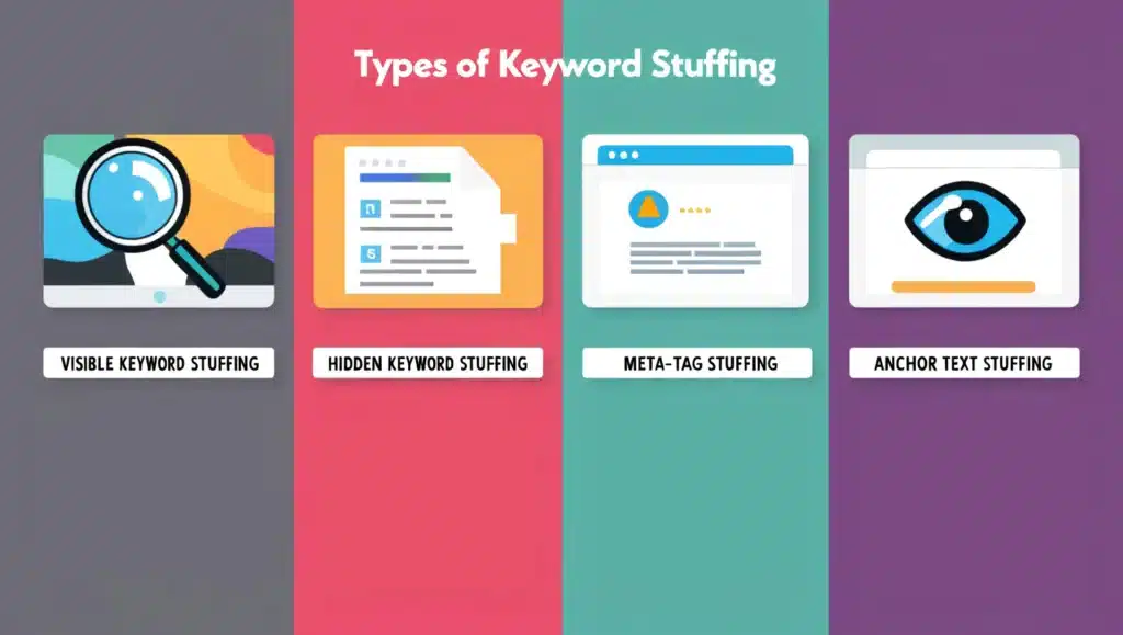 Why Keyword Stuffing is a Shortcut to SEO Failure in 2025 Infographic explaining keyword stuffing with examples and consequences