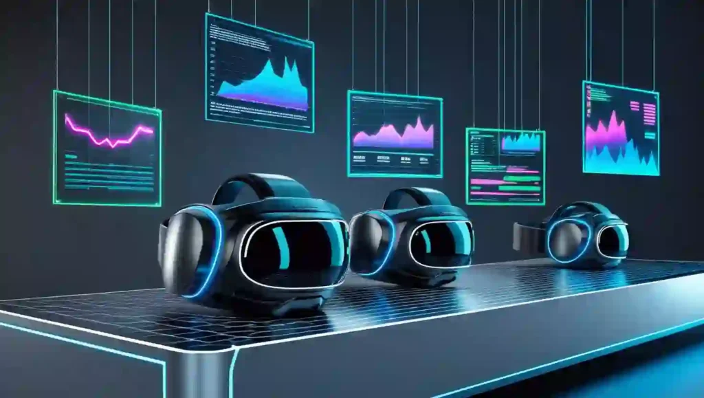 AR/VR SEO 2025: How to Rank Future-Ready Immersive Content Futuristic workspace with holograms and AR/VR gear symbolizing AR/VR SEO 2025