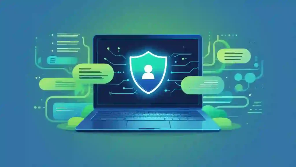 Cookieless SEO Wins: 2025 AEO Strategies Google Rewards Illustration of a laptop with a shield icon representing Cookieless SEO strategies.