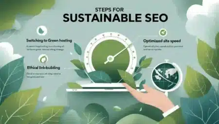 Infographic showing steps to implement Sustainable and Green SEO
