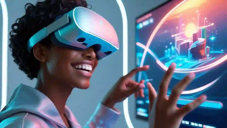 User enjoying immersive AR/VR experience optimized for AR/VR SEO 2025.