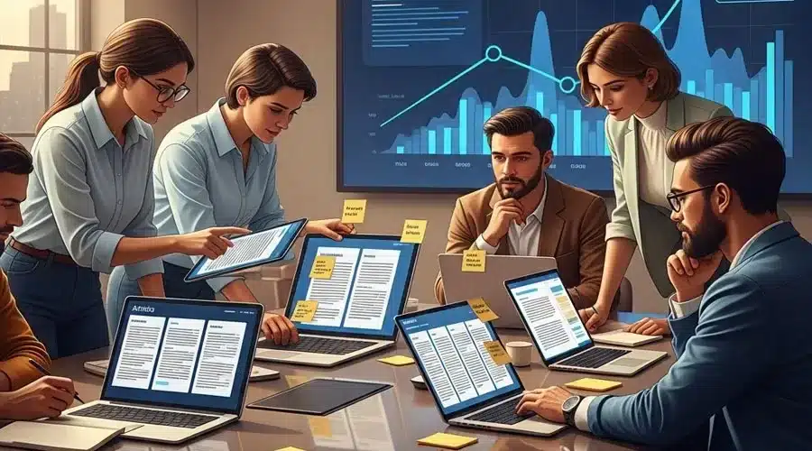 Content creators and experts collaborating with AI tools to succeed under Google's SEO policies