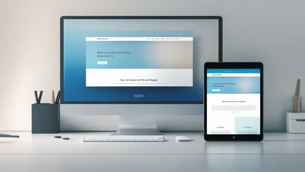 Website displayed on desktop versus mobile device showing responsive design