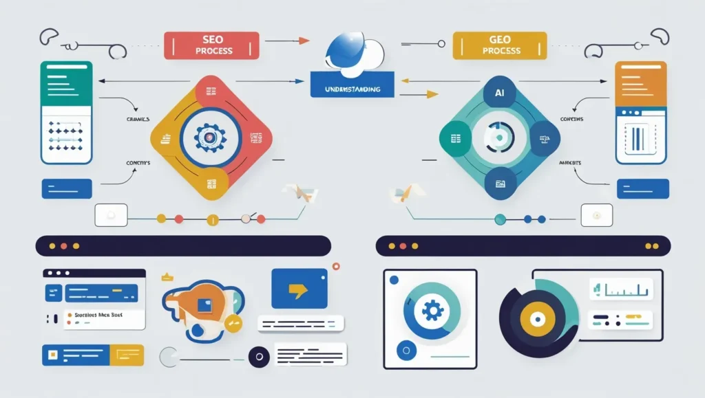 Budget allocation chart comparing SEO and GEO investment strategies and costs
